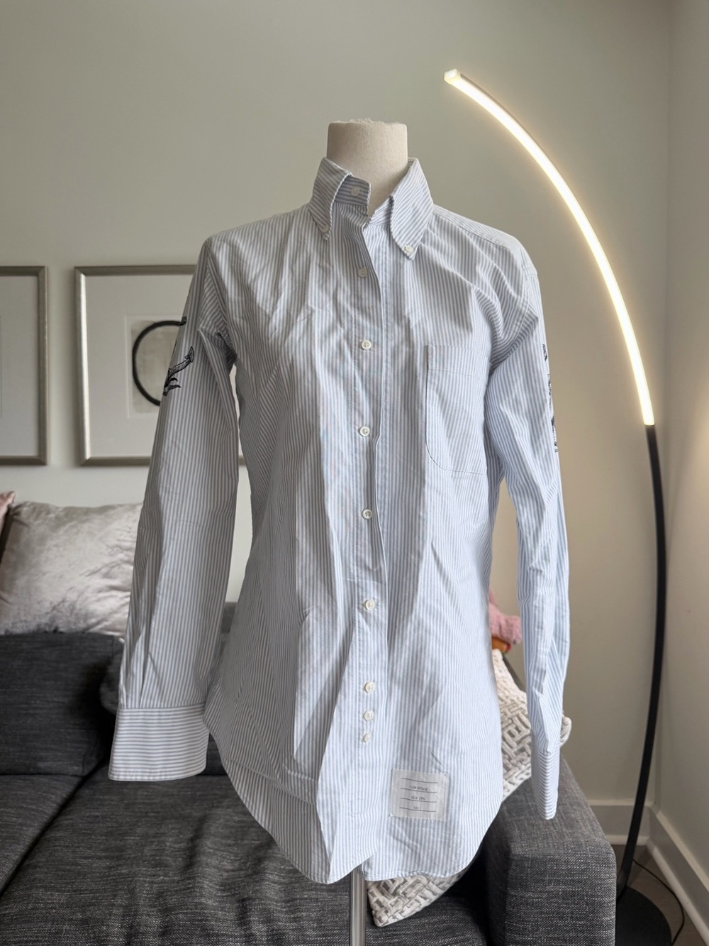 Thom Browne Blue White Stripe Button Down Shirt Size 2